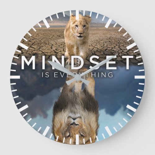 Mindset Is Everything _ Lion Reflection Large Clock