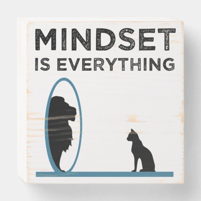 Mindset Is Everything Motivational Quote Wooden Box Sign (Front Horizontal)
