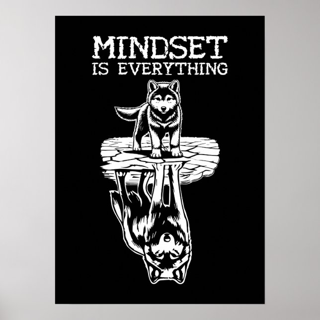 Mindset Is Everything, Wolf - Gym, Hustle, Success Poster (Front)