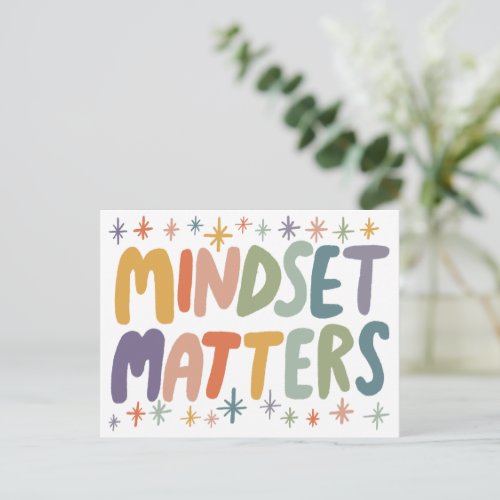 MINDSET MATTERS Colorful Pastel Handlettering Cute Postcard