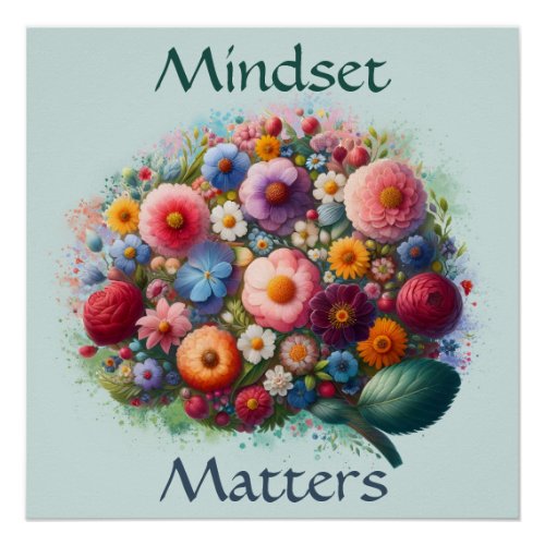 Mindset Matters Inspirational Mental Health Art  Poster