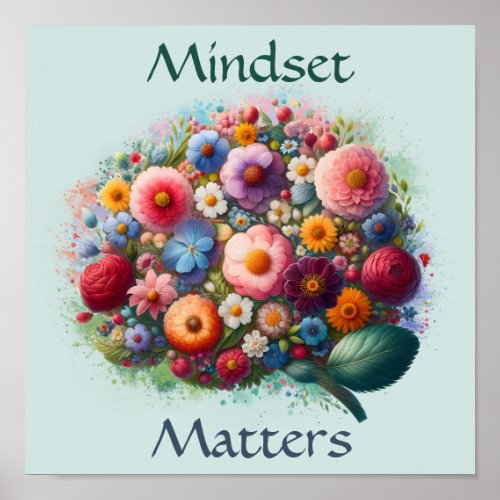 Mindset Matters Inspirational Mental Health Art  Poster