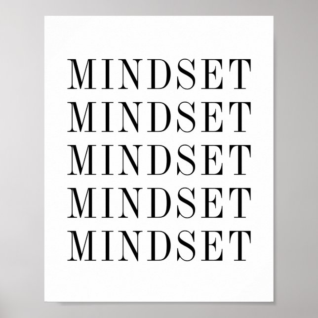 Mindset Typography Black And White Poster (Front)