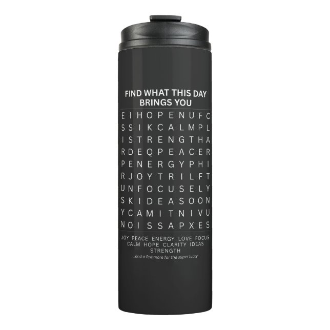 Mindset Word Search Puzzle design Thermal Tumbler (Front)