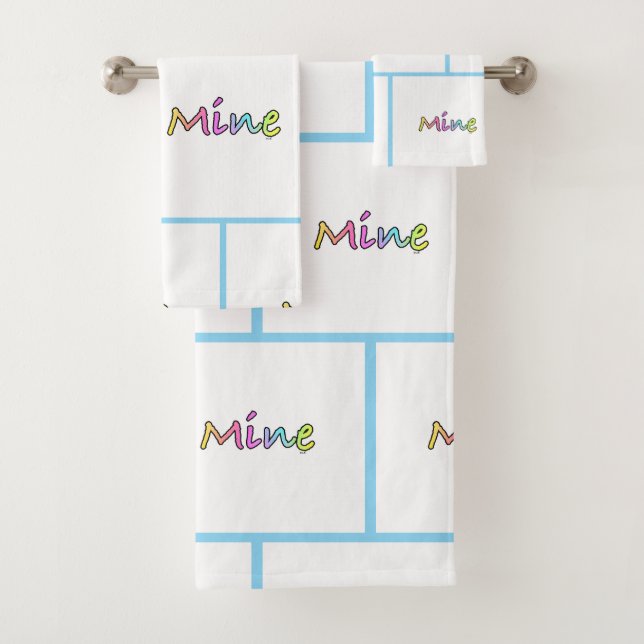 Mine Blue Grid  Bath Towel Set (Insitu)
