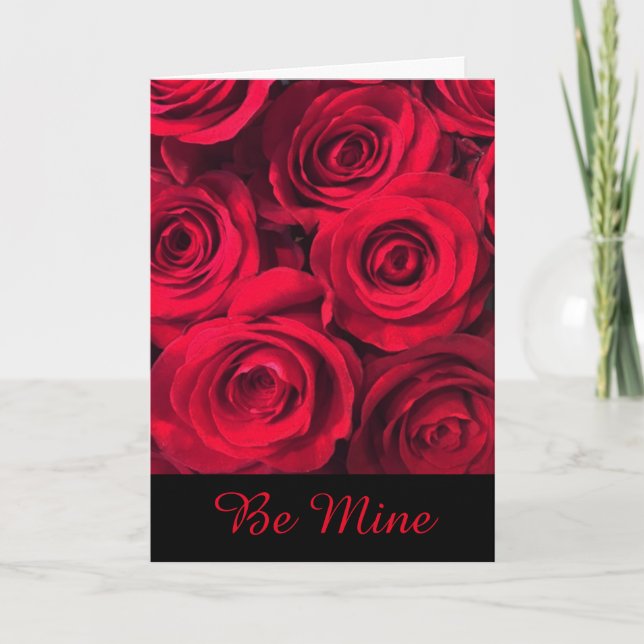 Mine Forever Red Roses Valentine Holiday Card (Front)