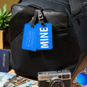 MINE - Funny Type easy to see blue luggage Luggage Tag