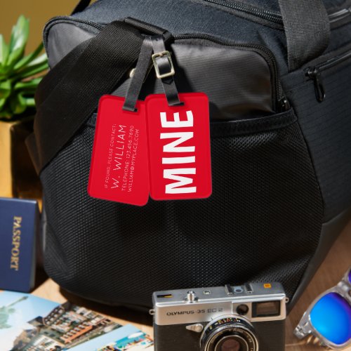 MINE _ Funny Type easy to see red luggage Luggage Tag