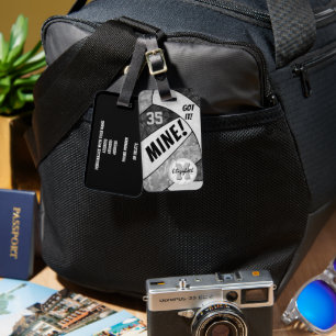 MINE! girl's black gray volleyball team colors Luggage Tag