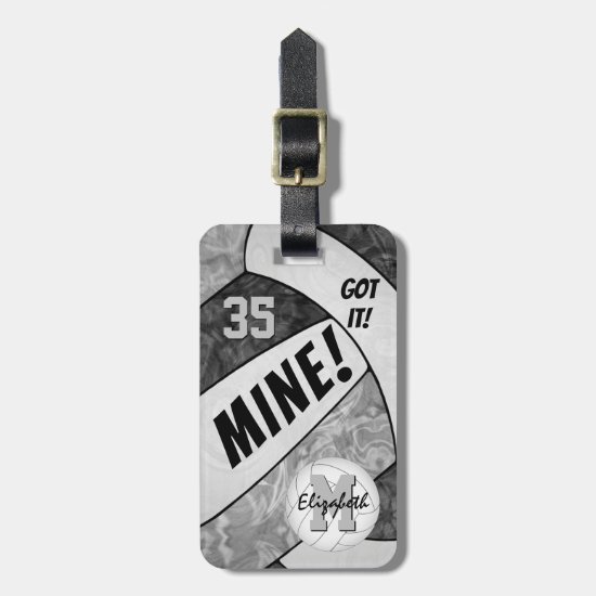 MINE! girls' black gray volleyball team colors Luggage Tag
