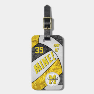 MINE! girls volleyball black gold school colors Luggage Tag
