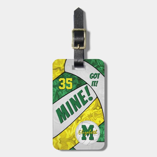 Mine! girls' volleyball team colors personalized luggage tag