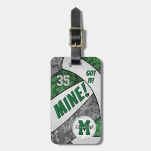 Mine! green gray her volleyball team colors luggage tag