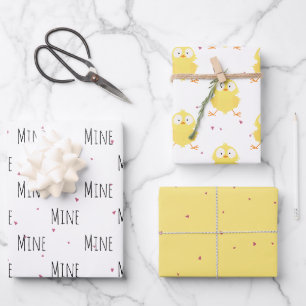 "Mine Mine Mine" Crazy Cute Chick Love Wrapping Paper Sheets