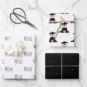"Mine Mine Mine" Crazy Cute Cow Love Wrapping Paper Sheets