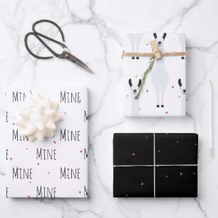 "Mine Mine Mine" Crazy Cute Llama Love Wrapping Paper Sheets