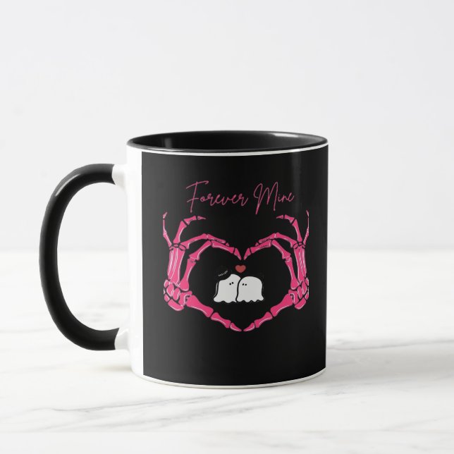 Mine, Valentines Day Classic - Skeleton Hands Hear Mug (Left)