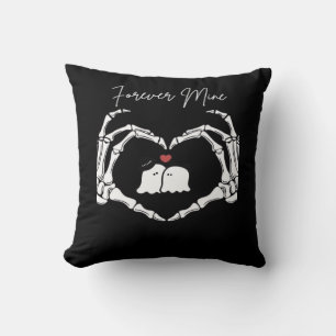 Mine, Valentines Day Classic - Skeleton Hands Hear Throw Pillow