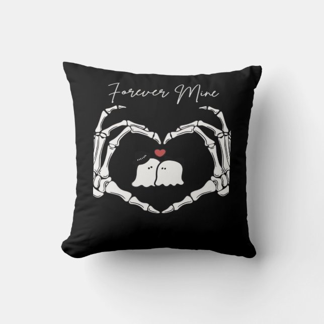 Mine, Valentines Day Classic - Skeleton Hands Hear Throw Pillow (Front)