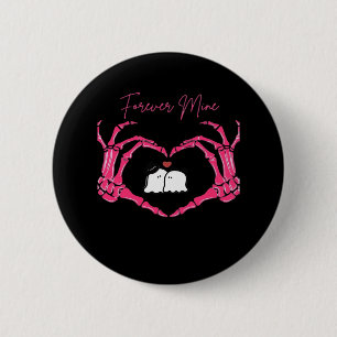 Mine Valentines Day Classic Skeleton Hands Hearts  Button