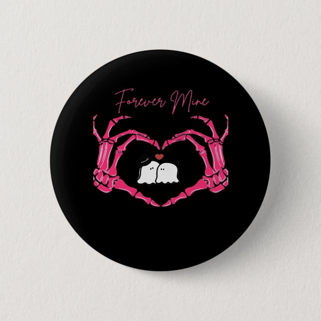 Mine Valentines Day Classic Skeleton Hands Hearts  Button (Front)