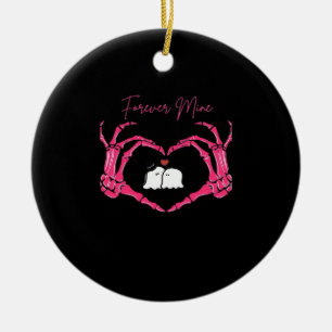 Mine Valentines Day Classic Skeleton Hands Hearts Ceramic Ornament