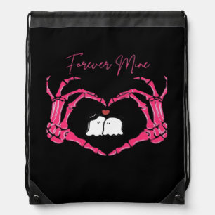 Mine Valentines Day Classic Skeleton Hands Hearts  Drawstring Bag
