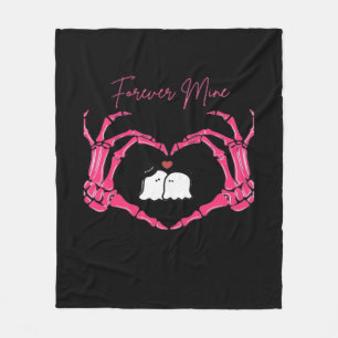 Mine Valentines Day Classic Skeleton Hands Hearts Fleece Blanket