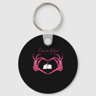 Mine Valentines Day Classic Skeleton Hands Hearts  Keychain