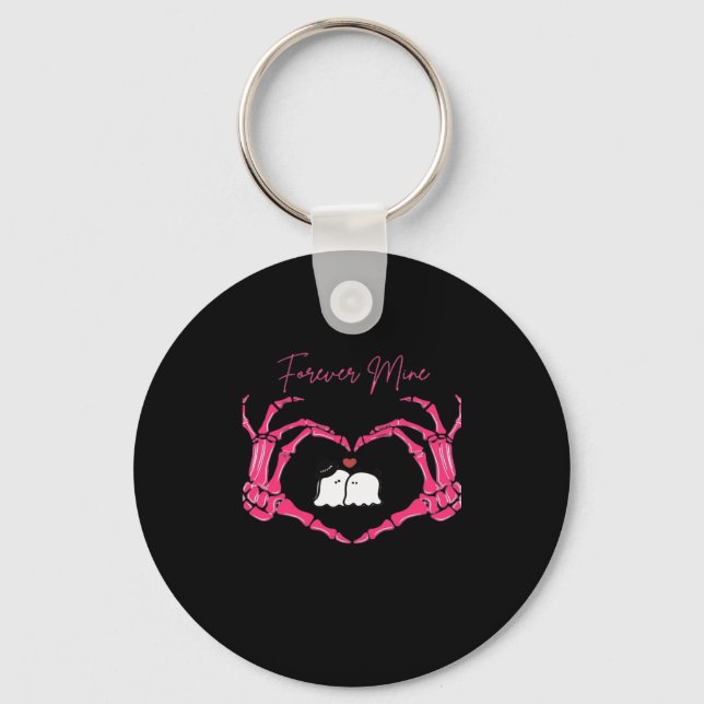 Mine Valentines Day Classic Skeleton Hands Hearts  Keychain (Front)