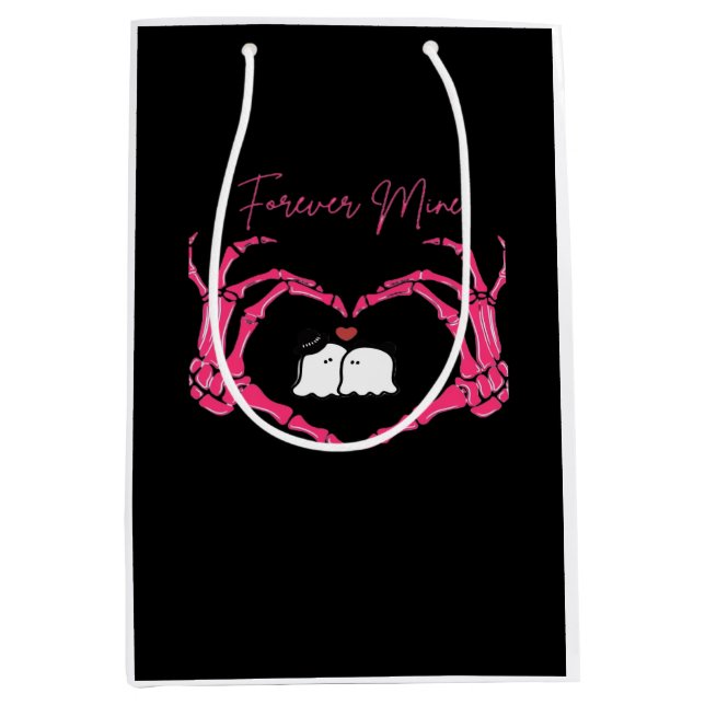 Mine Valentines Day Classic Skeleton Hands Hearts  Medium Gift Bag (Front)