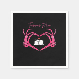 Mine Valentines Day Classic Skeleton Hands Hearts Napkins