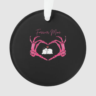 Mine Valentines Day Classic Skeleton Hands Hearts Ornament