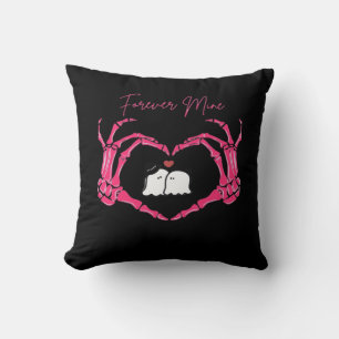 Mine Valentines Day Classic Skeleton Hands Hearts Throw Pillow