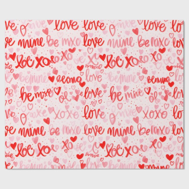 Mine XOXO Love Hand Written Style Wrapping Paper (Flat)
