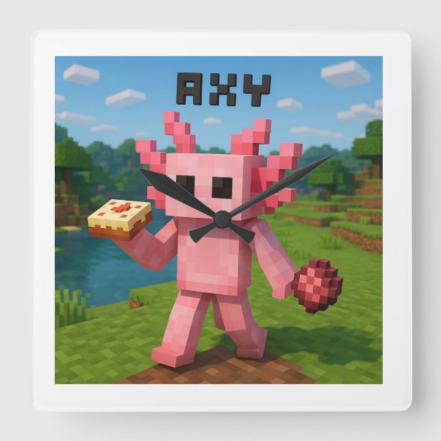 minecraft axy square wall clock (Front)