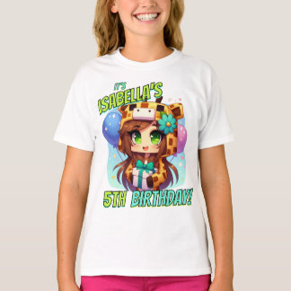 Minecraft Birthday, Cute Girl, Minecrafter, Party T-Shirt