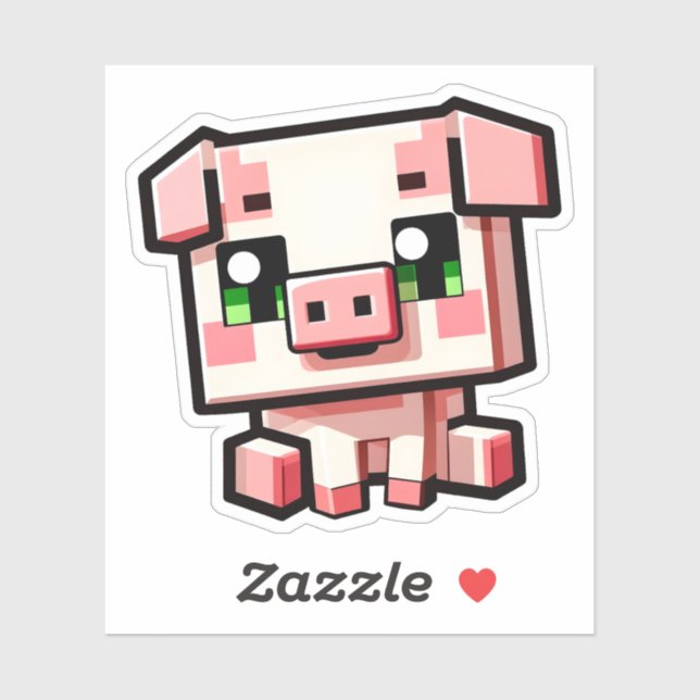 Minecraft, Cute Pig, Minecrafter, Chibi Stickers (Sheet)