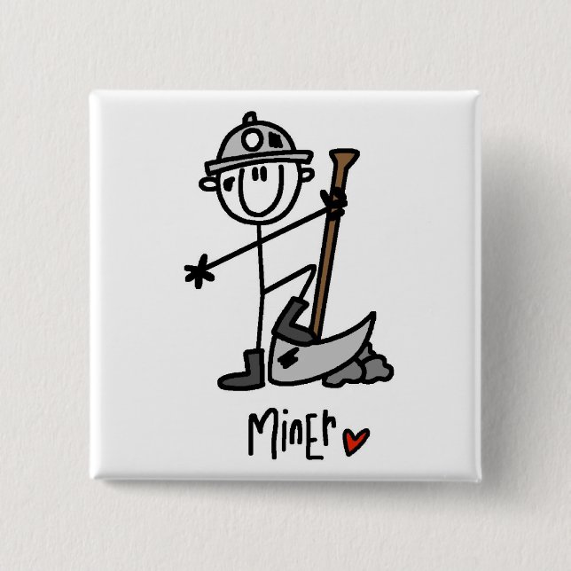Miner Stick Figure Pinback Button (Front)