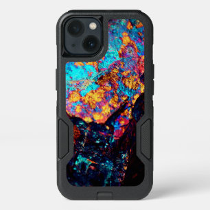 Mineral chalcopyrite stone crystal black blue gold iPhone 13 case