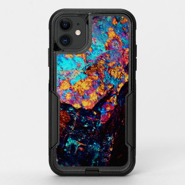 Mineral chalcopyrite stone crystal stone black  otterbox iPhone case (Back)