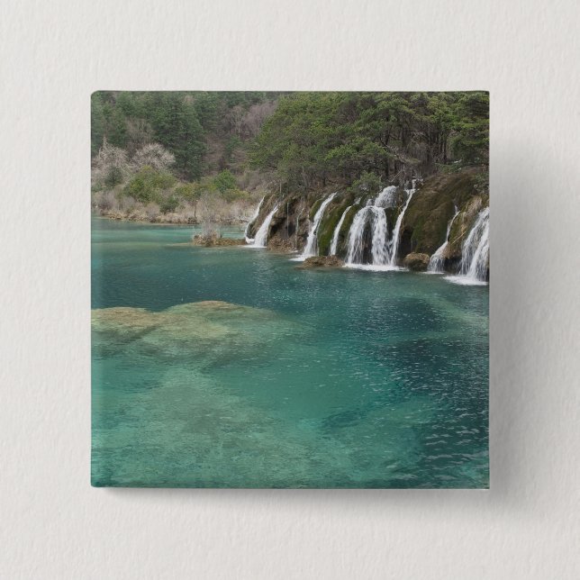Mineral deposits make waterfalls and clear pinback button (Front)