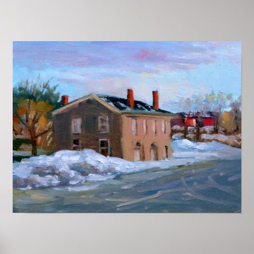 Mineral Point Train Depot in Winter Poster