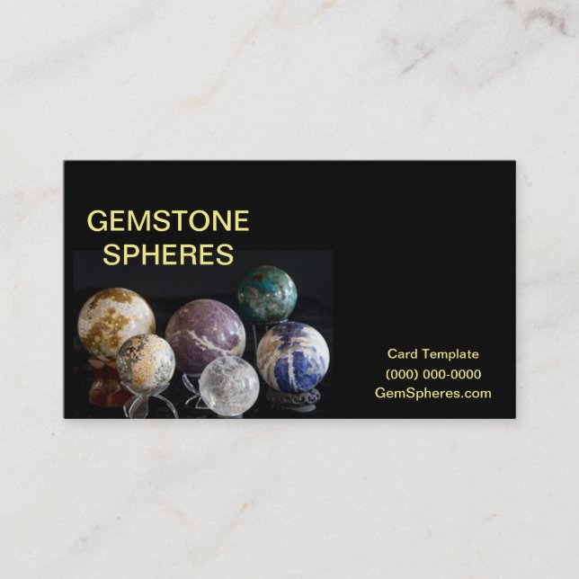 Mineral Spheres - Gemstone Spheres Business Card (Front)