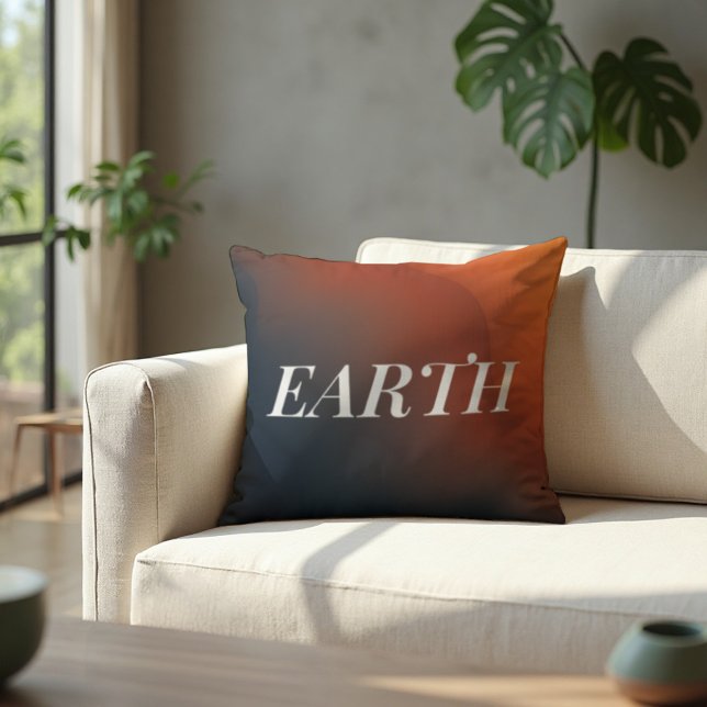 Mineral Vein - Earthy Organic Gradient Throw Pillow (Earthy Gradient Pillow. Modern refined comfort with organic slate blue & terracotta tones.)