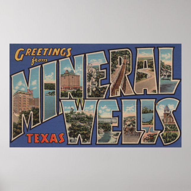 Mineral Wells, Texas - Large Letter Scenes Poster (Front)