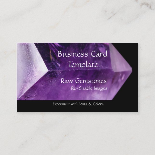 Minerals Crystal Raw Amethyst Business Card (Front)