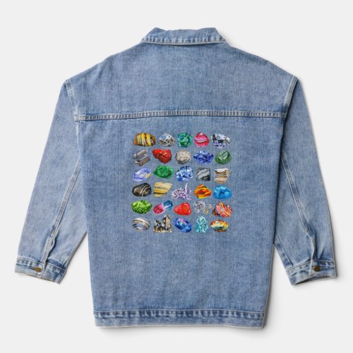 Minerals Gems and Crystals Rock Collecting  Denim Jacket