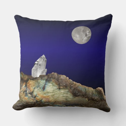 Minerals Gemstones Landscape Quartz Moon Throw Pillow