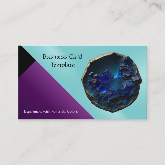 Minerals Sapphire Blue Crystal Business Card (Front)